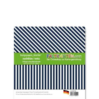 Designpapier "Streifen" 6" 170g/m² nachtblau