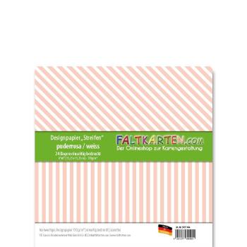 Designpapier "Streifen" 6" 170g/m² puderrosa