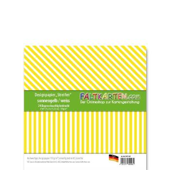 Designpapier "Streifen" 6" 170g/m² sonnengelb