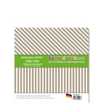 Designpapier "Streifen" 6" 170g/m² taupe