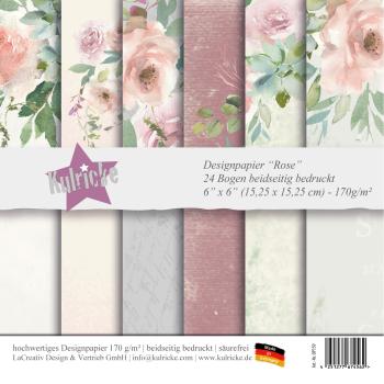 Kulricke Designpapier "Rose" 6x6" 20 Bogen beidseitig