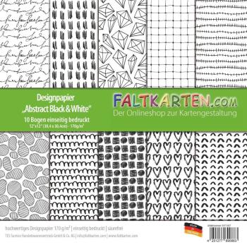 Designpapier 12"x12" 170gr "Abstract Black & White" 10 Bogen