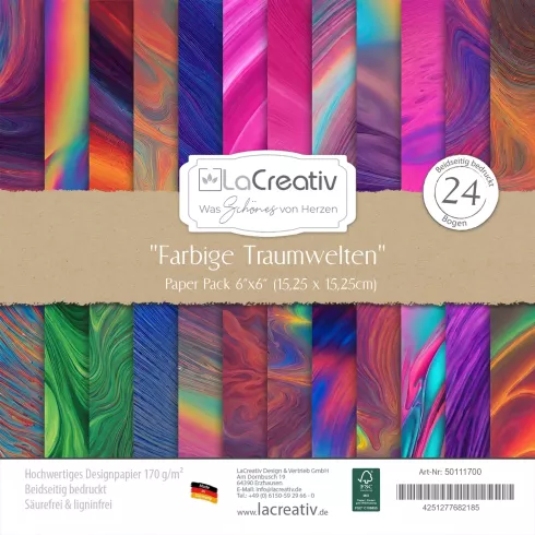 LaCreativ - Designpapier "Farbige Traumwelten" Paper Pack 6x6" - 24 Bogen