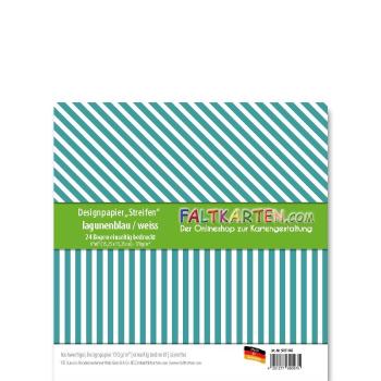 Designpapier "Streifen" 6" 170g/m² lagunenblau