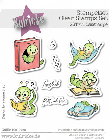 Kulricke Stempel "Leseraupe" Clear Stamp