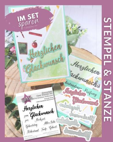 Kulricke Bundle Stempel "Herzlichen Glückwunsch" & Stanze "Herzlichen Glückwunsch mit Schatten"