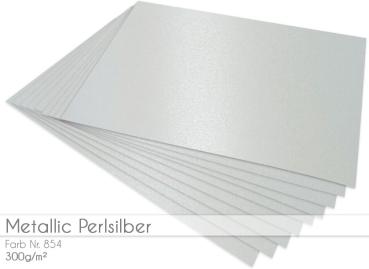 Cardstock "Metallic" - Bastelpapier 300g/m² DIN A4 in metallic-persilber