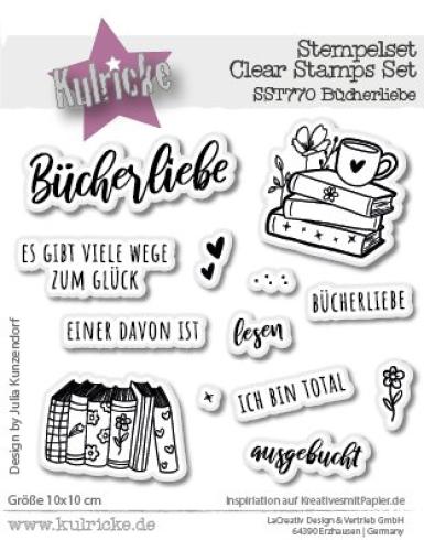 Preview: Kulricke Stempel "Bücherliebe" Clear Stamp