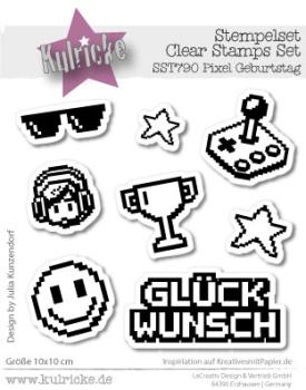 Kulricke Stempel "Pixelparty" 10x10cm Clear Stamp