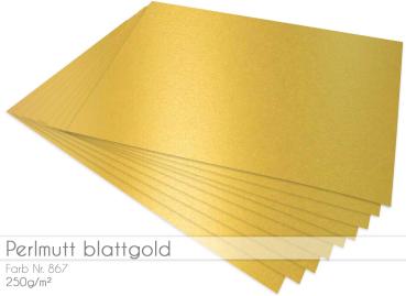 Cardstock "Metallic" - Bastelpapier 250g/m² DIN A4 in perlmutt blattgold
