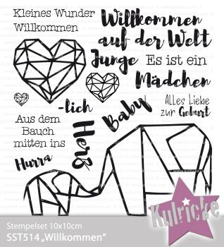 Stempelset "Willkommen" Clear Stamp