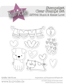 Kulricke Stempel "Hund & Katze Love" Clear Stamp