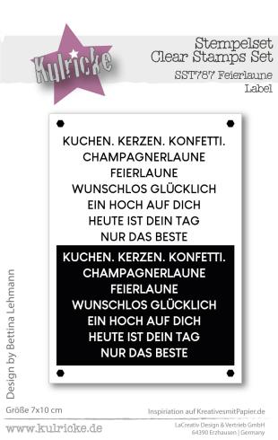 Kulricke Stempelset "Feierlaune" Label A7 Clear Stamp