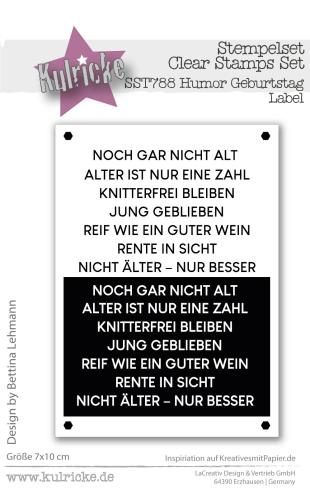 Kulricke Stempelset "Humor Geburtstag" Label A7 Clear Stamp