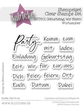 Kulricke Stempel "Geburtstag, wir feieren Wortzauber 10x10cm Clear Stamp
