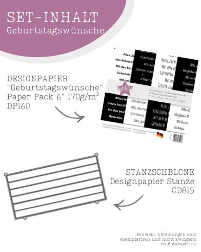 Bundel Designpapier Geburtstagswünsche & Designpapier Stanzen