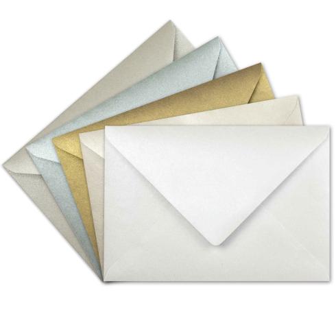 Sortiment "Metallictöne" 25x Briefumschläge in 5 Farben DIN C6 - farbig sortiert