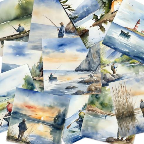 Preview: LaCreativ - Designpapier "Anglerliebe" Paper Pack 6x6" - 24 Bogen