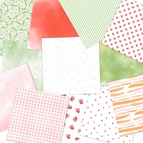 LaCreativ - Designpapier "Erdbeerglück" Paper Pack 6x6" - 24 Bogen