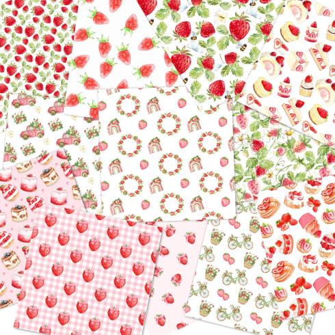 LaCreativ - Designpapier "Erdbeerglück" Paper Pack 6x6" - 24 Bogen