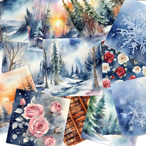 Preview: LaCreativ - Designpapier "Märchenhafte Winterwelt" Paper Pack 6x6" - 24 Bogen