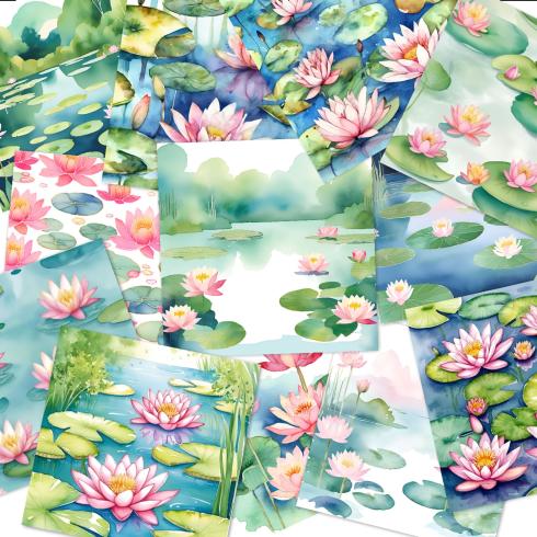 LaCreativ - Designpapier "Seerosenzauber" Paper Pack 6x6" - 24 Bogen