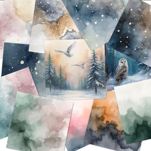 Preview: LaCreativ - Designpapier "Zauberhafte Wintereulen" Paper Pack 6x6" - 24 Bogen
