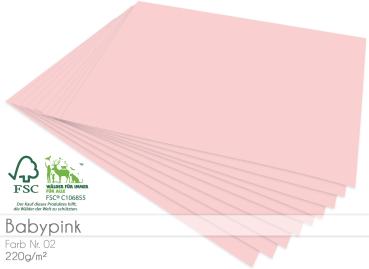 Cardstock "Premium" - Bastelpapier 220g/m² DIN A4 in babypink - 25 Bogen