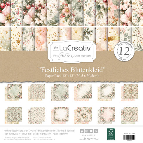 LaCreativ - Designpapier "Festliches Blütenkleid" Paper Pack 12x12" - 12 Bogen