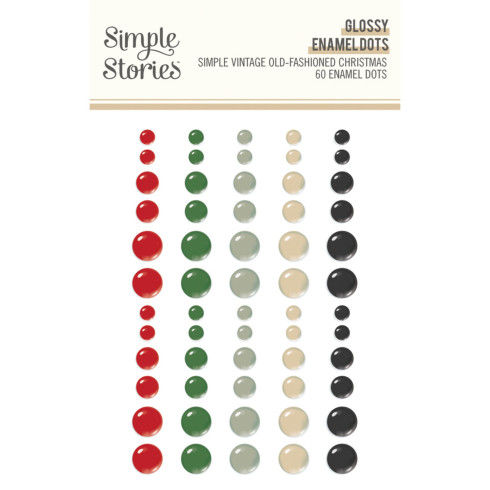 Simple Stories - Glossy Enamel Dots "Simple Vintage Old-Fashioned Christmas" 60 Stück