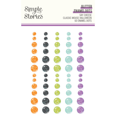 Simple Stories - Glitter Enamel Dots "Say Cheese Classic Mouse Halloween" 60 Stück