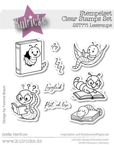Preview: Kulricke Stempel "Leseraupe" Clear Stamp