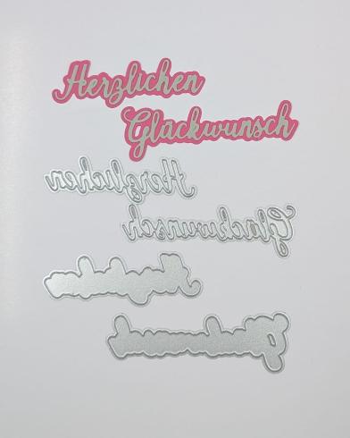 Preview: Kulricke Stanzschablone "Herzlichen Glückwunsch mit Schatten" Craft Die