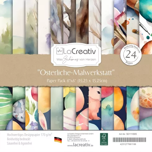 LaCreativ - Designpapier "Osterliche-Malwerkstatt" Paper Pack 6x6" - 24 Bogen