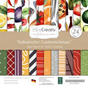 LaCreativ - Designpapier "Kulinarischer Gaumenschmaus" Paper Pack 6x6" - 24 Bogen