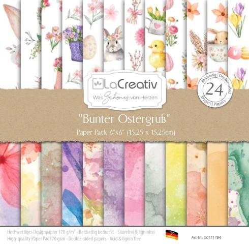 LaCreativ - Designpapier "Bunter Ostergruß" Paper Pack 6x6" - 24 Bogen