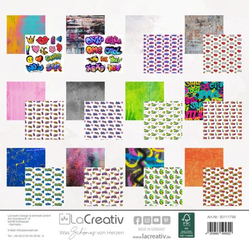 LaCreativ - Designpapier "Graffitti Style" Paper Pack 6x6" - 24 Bogen