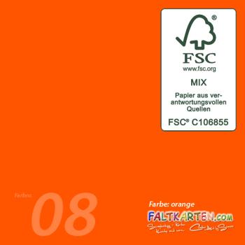 Faltkarte DIN A6 mit Briefumschlag DIN C6 in orange
