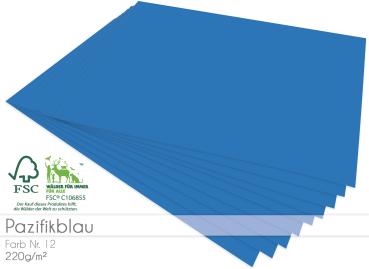 Cardstock "Premium" - Bastelpapier 220g/m² DIN A4 in pazifikblau - 5 Bogen