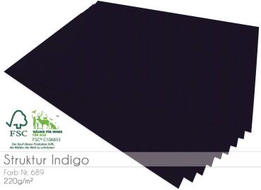 Cardstock - Bastelpapier 220g/m² DIN A4 in struktur indigo