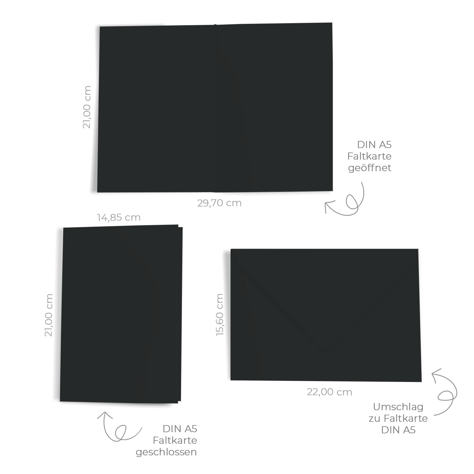 Faltkarte mit Briefumschlag DIN A5 in schwarz - Kulricke Stempel & Stanzen