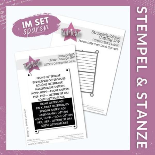 Kulricke Stempelset "Oster Label" +  Stanzschablone "Text Label"