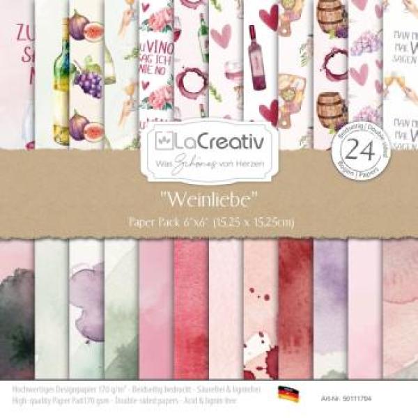 LaCreativ - Designpapier "Weinliebe" Paper Pack 6x6" - 24 Bogen