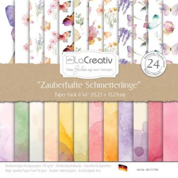 LaCreativ - Designpapier "Zauberhafte Schmetterlinge" Paper Pack 6x6" - 24 Bogen