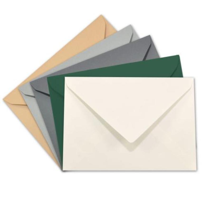 Sortiment "Naturfarben" 25x Briefumschläge in 5 Farben DIN C6 - farbig sortiert