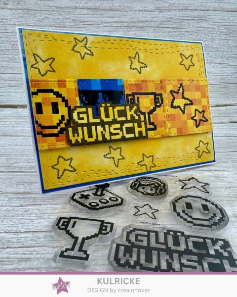 Kulricke Stempel "Pixelparty" 10x10cm Clear Stamp