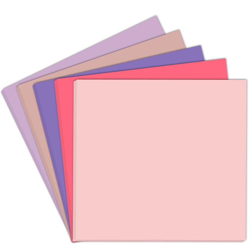 Farbkartonset "Rosatöne" 20x Cardstock in 5 Farben Format 12x12 - farbig sortiert