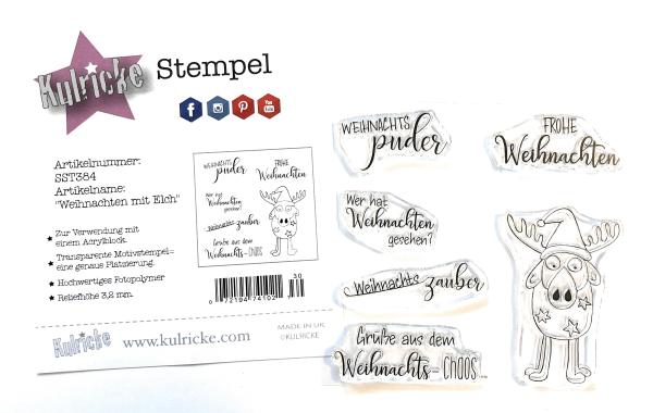 Kulricke Stempelset "Weihnachten mit Elch" Clear Stamp