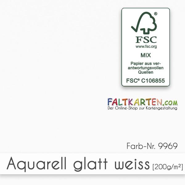 Aquarellpapier glatt 200g/m² 12x12" (30,5 x 30,5 cm) in weiss