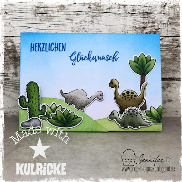 Kulricke Stempelset mit Stanze "Dino"  Clear Stamp / Die